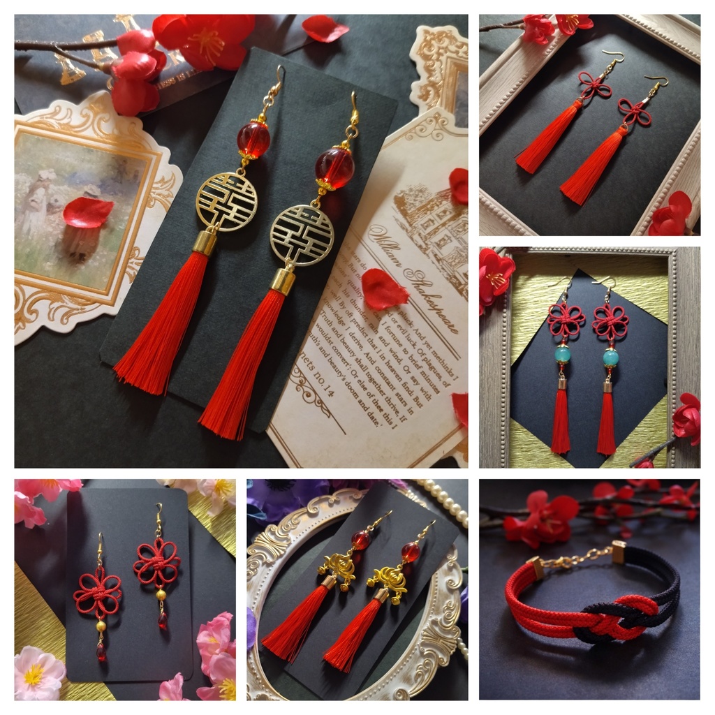 【期間限定(3/31迄)】【送料無料】飾り結び屋たこやきの中華風福袋【ピアス】【イヤリング】【チョーカー】【チャイナ】【キョンシー】【華ロリ】
