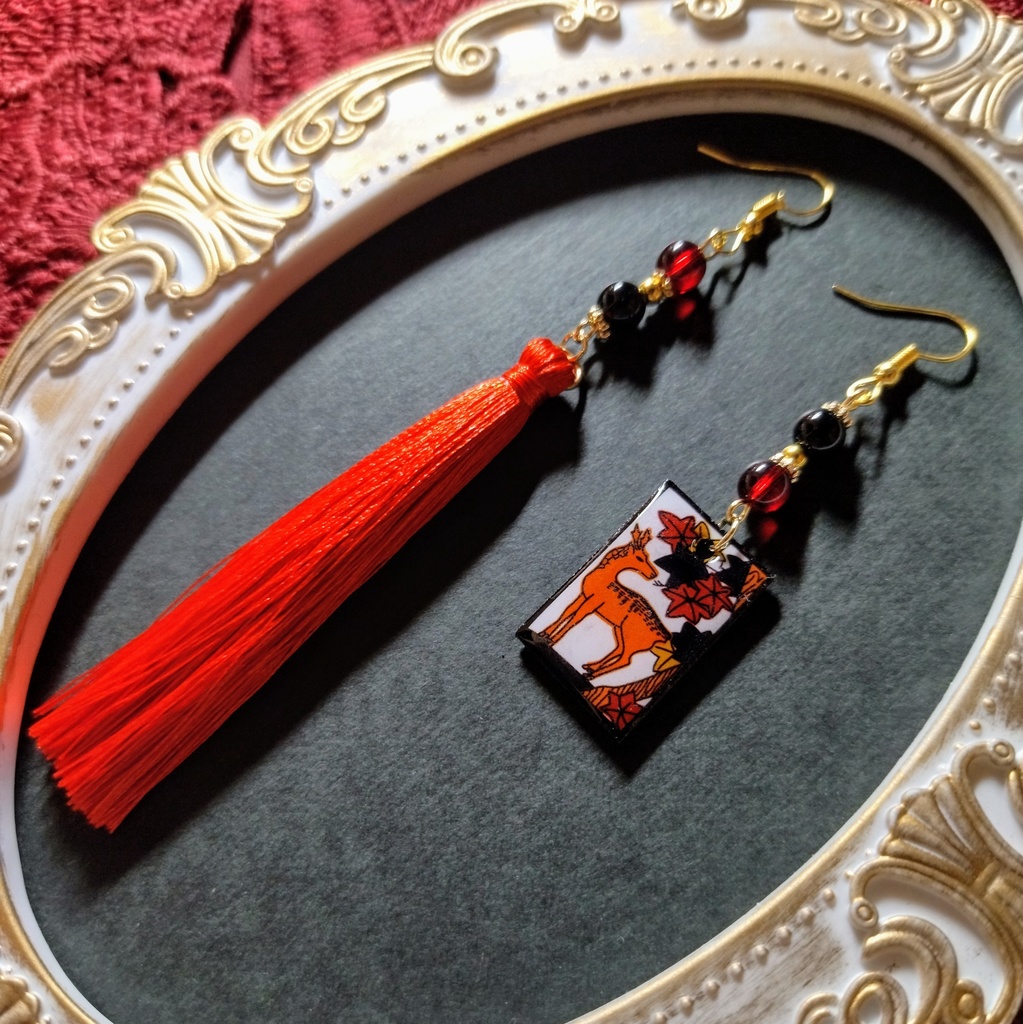 【和風】花札&タッセルピアス(イヤリング)(鹿)【着物】【袴】【和装】