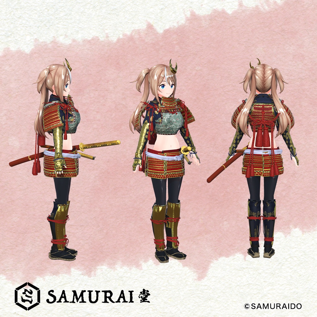 武田 信玄 甲冑鎧 3Dモデル(女性版)+剣舞 SHINGEN TAKEDA ARMOR 3D MODEL(WOMEN)+MOTION