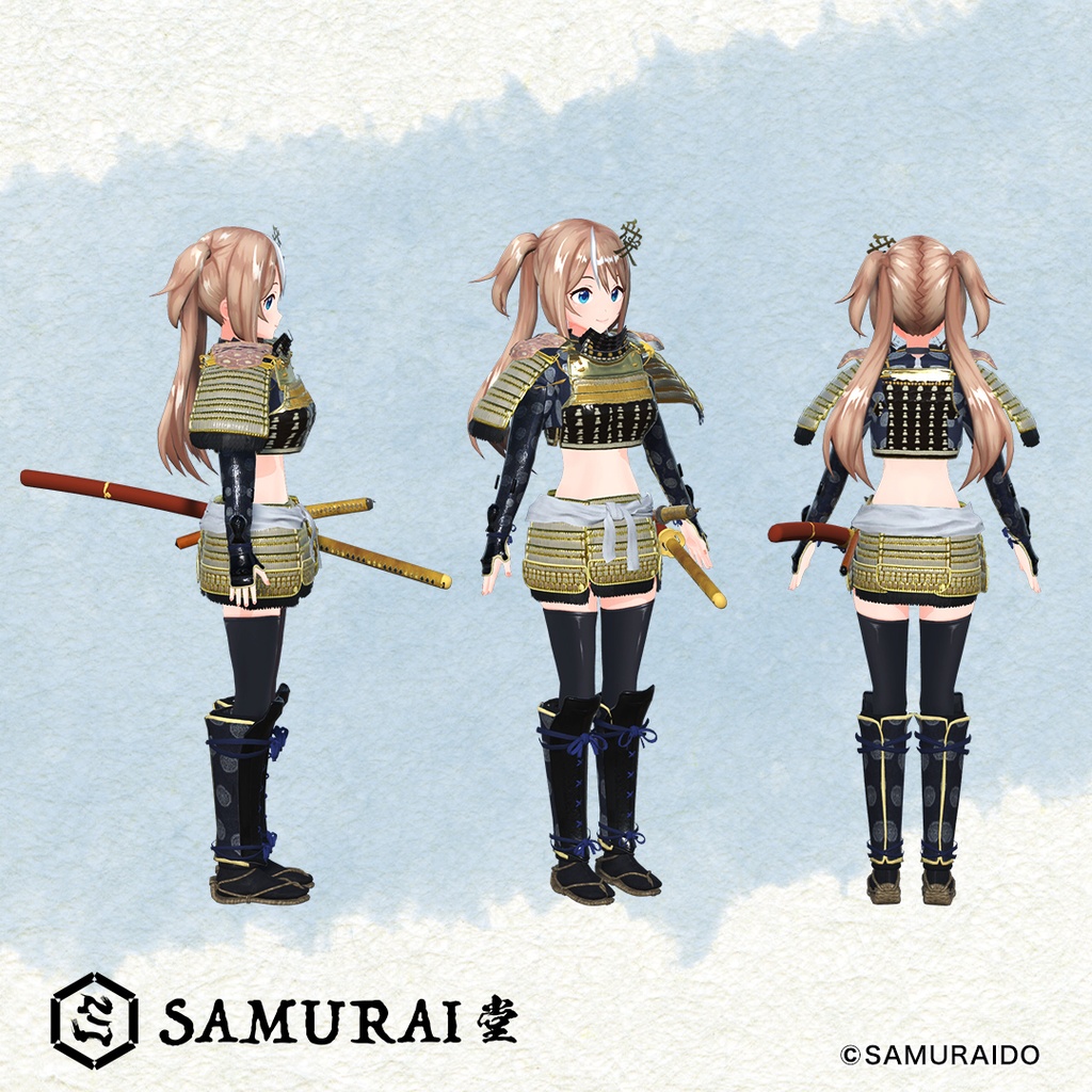 直江 兼続 甲冑鎧 3Dモデル(女性版)+剣舞 KANETSUGU NAOE ARMOR 3D MODEL(WOMEN)+MOTION