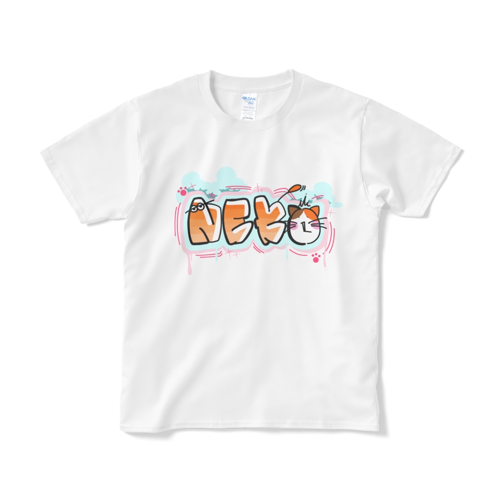 猫 Tシャツ グラフィティアート風