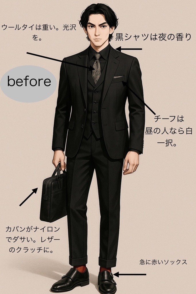 👔 スタイリング添削&服装設定背景提案サービス(1キャラ/3,000円)※パーソナルカラー対応可