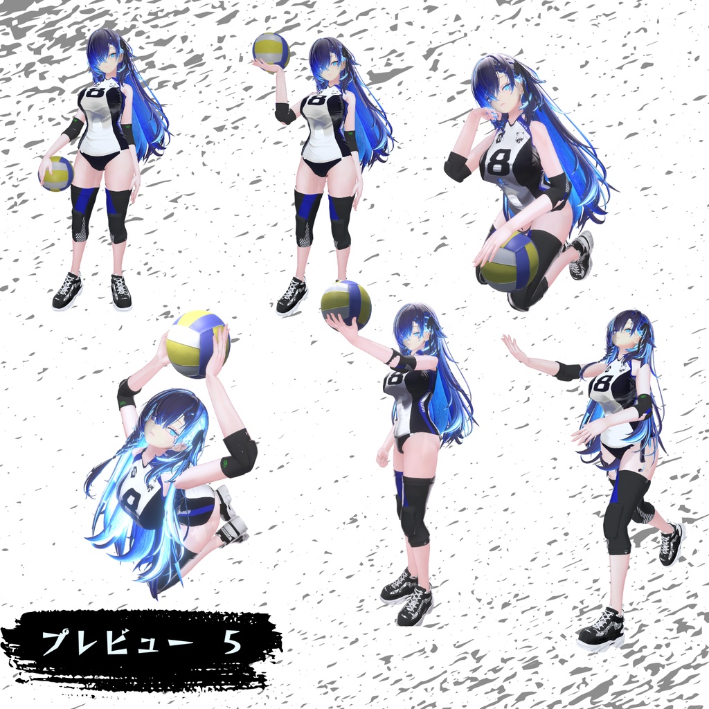 【運動ポーズ集(排球、野球)】:Vol. 1(合計71個)