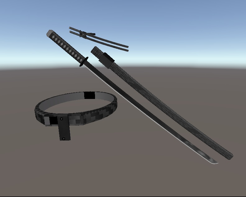 3Dモデル　ベルト付き刀