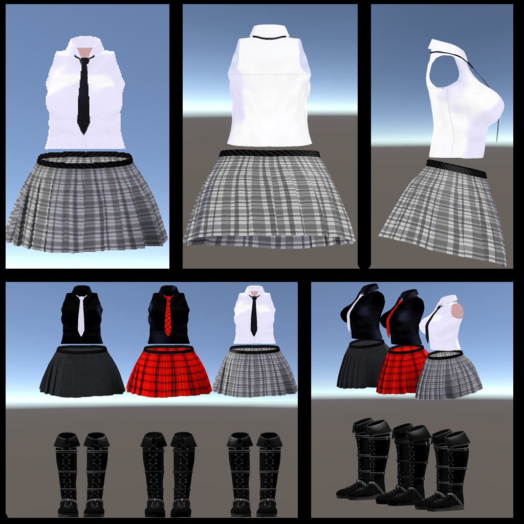 セレスティア用衣装 ノースリーブYシャツ スカート ブーツセット