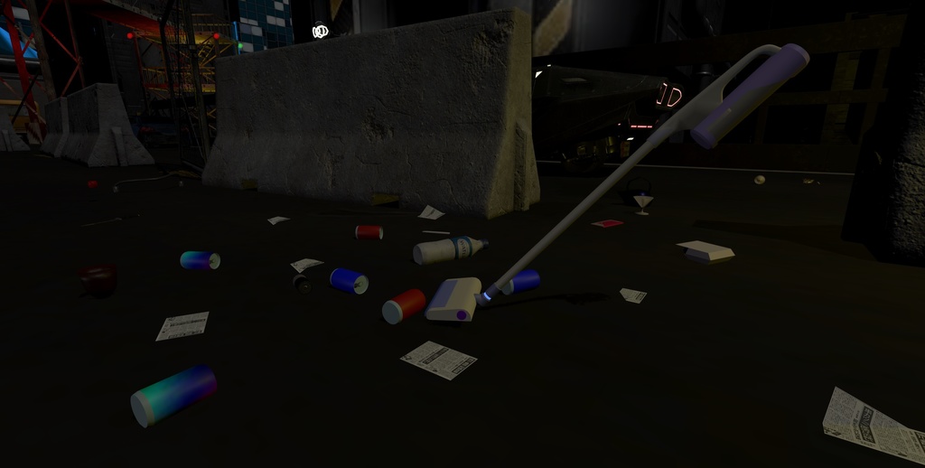 VRChat ワールド　ギミック　掃除機　ごみを吸い込んで消していきます