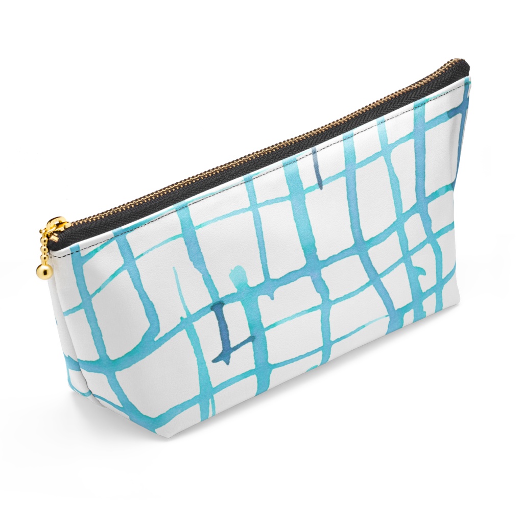 水色ラインポーチ