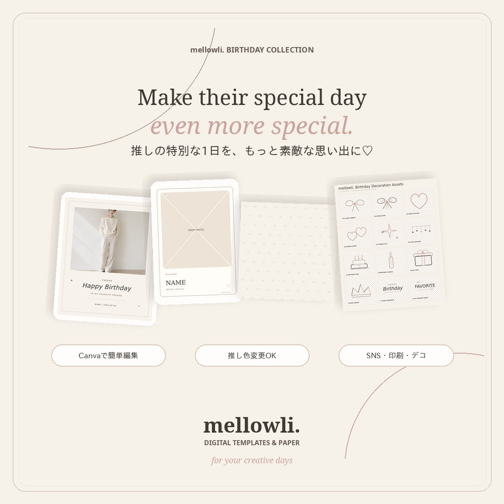 【OPEN SALE ¥2,500】【Canvaで簡単編集】推しの誕生日・生誕祭 Premium Complete Kit|推し活・センイル全部入りセット