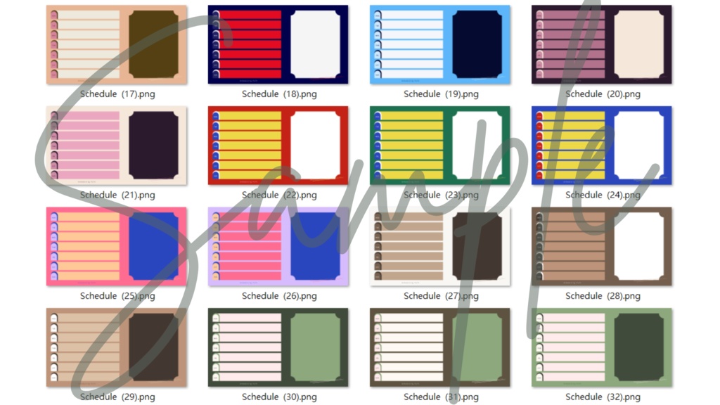 【FREE,無料,免費】stream schedule スケジュール 週間表 (56 colors included, 56色)