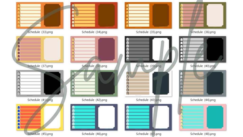 【FREE,無料,免費】stream schedule スケジュール 週間表 (56 colors included, 56色)