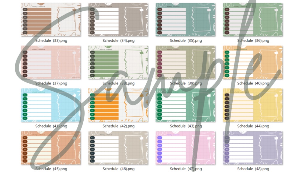 【FREE,無料,免費】stream schedule スケジュール 週間表 (56 colors included, 56色)