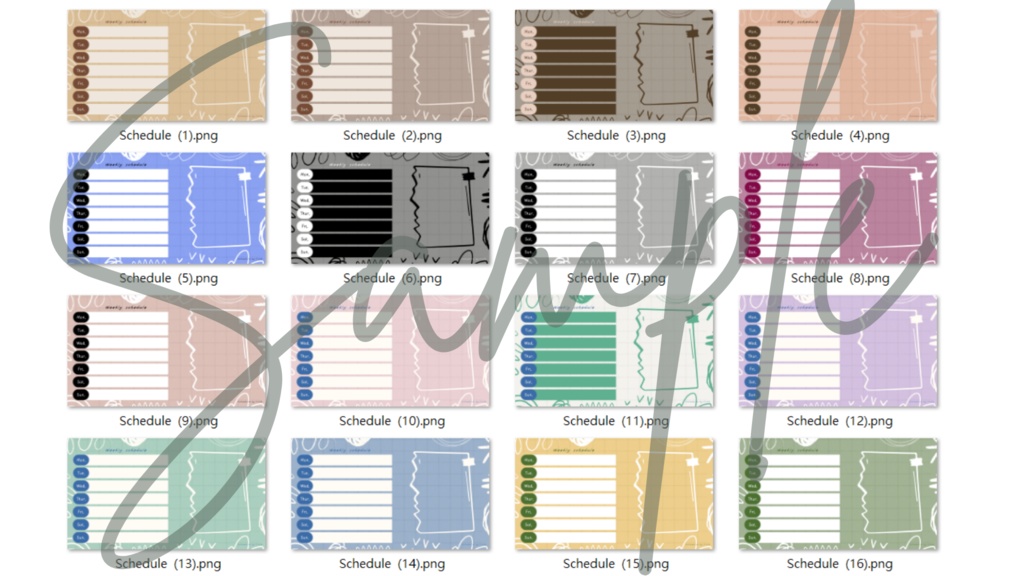 【FREE,無料,免費】stream schedule スケジュール 週間表 (56 colors included, 56色)