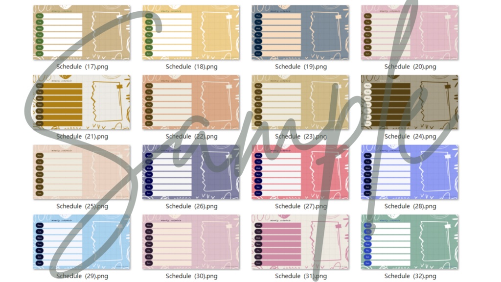 【FREE,無料,免費】stream schedule スケジュール 週間表 (56 colors included, 56色)