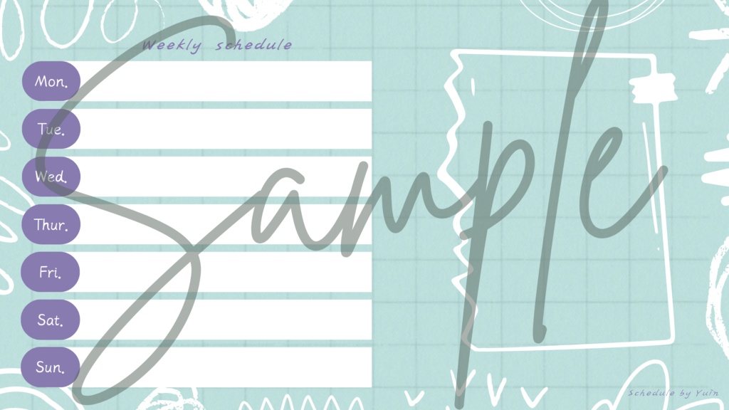 【FREE,無料,免費】stream schedule スケジュール 週間表 (56 colors included, 56色)