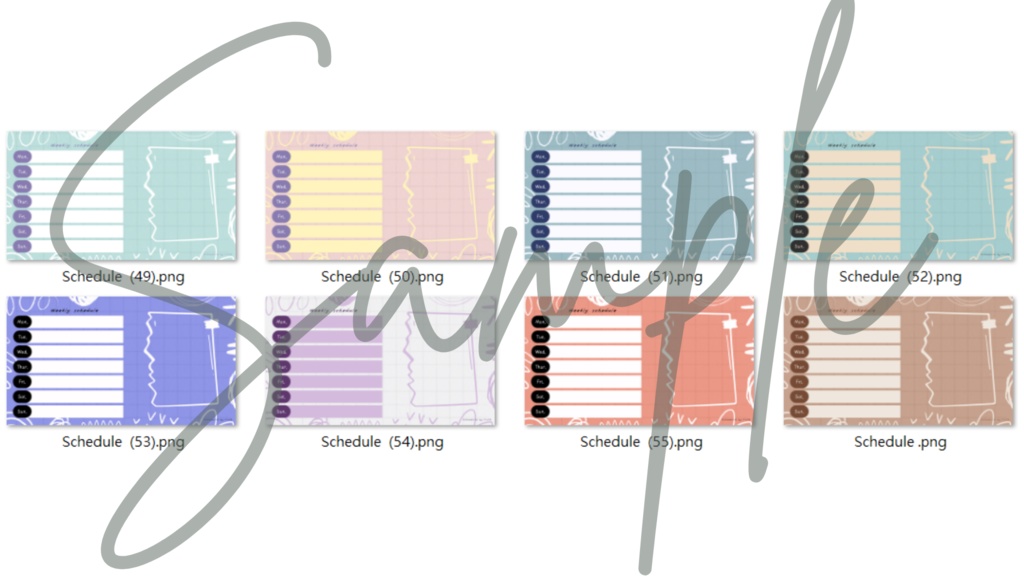 【FREE,無料,免費】stream schedule スケジュール 週間表 (56 colors included, 56色)