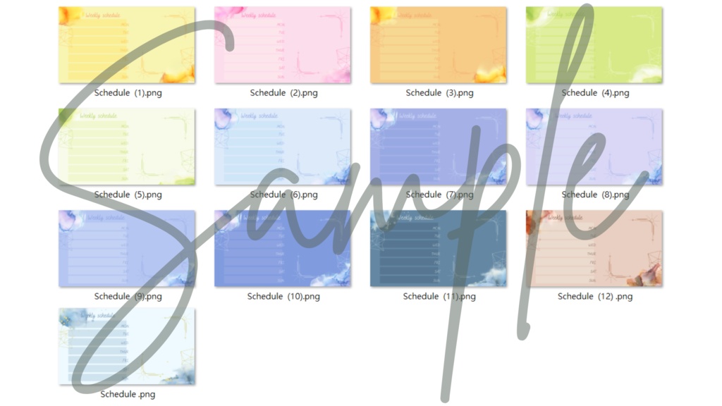 【FREE,無料,免費】stream schedule スケジュール 週間表 (13 colors included, 13色)