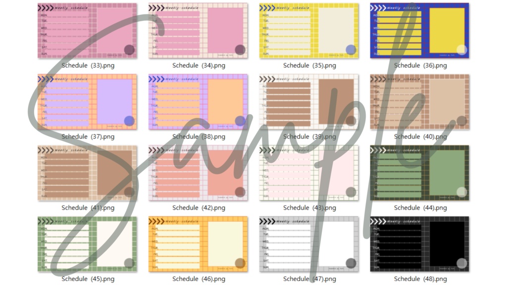 【FREE,無料,免費】stream schedule スケジュール 週間表 (75 colors included, 75色)