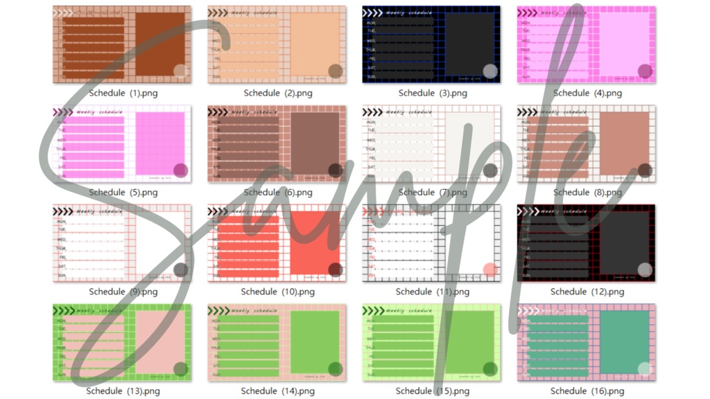 【FREE,無料,免費】stream schedule スケジュール 週間表 (75 colors included, 75色)