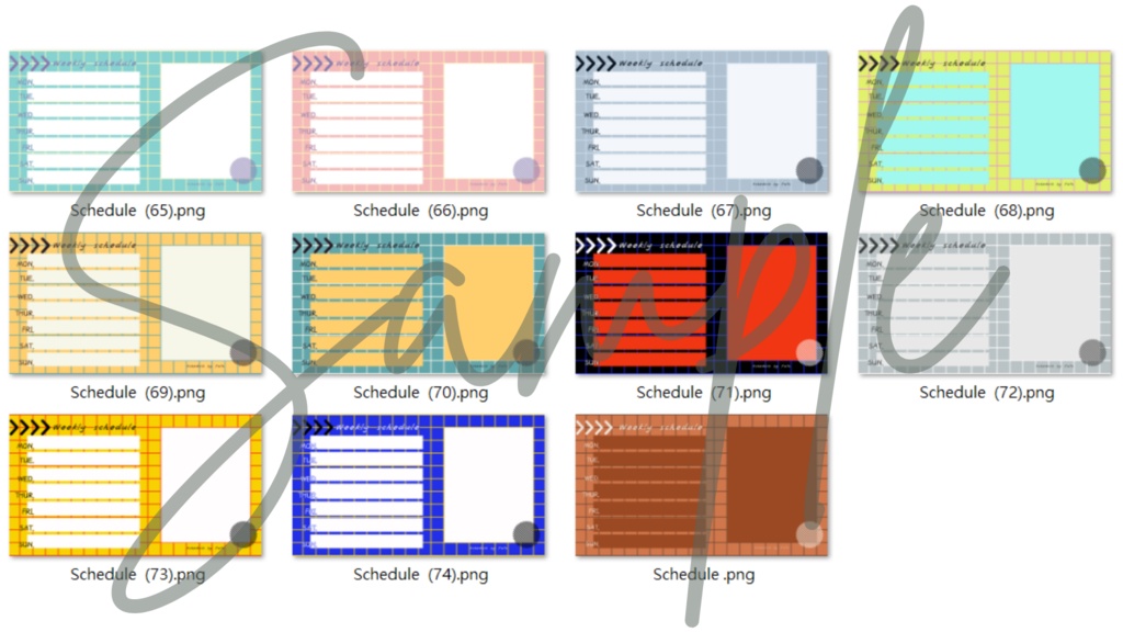 【FREE,無料,免費】stream schedule スケジュール 週間表 (75 colors included, 75色)