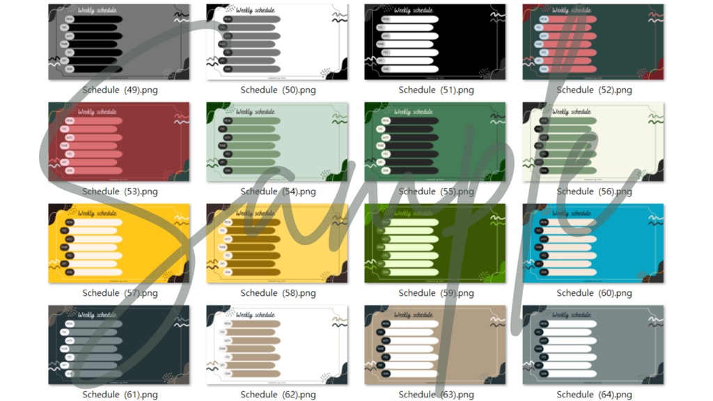【FREE,無料,免費】stream schedule スケジュール 週間表 (108 colors included, 108色)