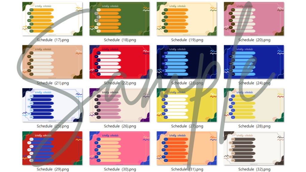 【FREE,無料,免費】stream schedule スケジュール 週間表 (108 colors included, 108色)