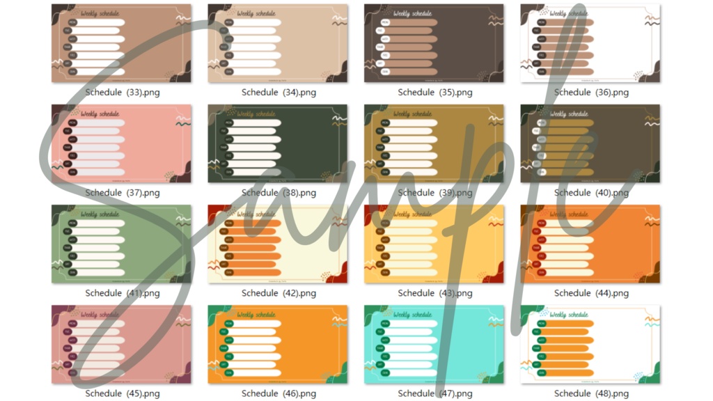 【FREE,無料,免費】stream schedule スケジュール 週間表 (108 colors included, 108色)