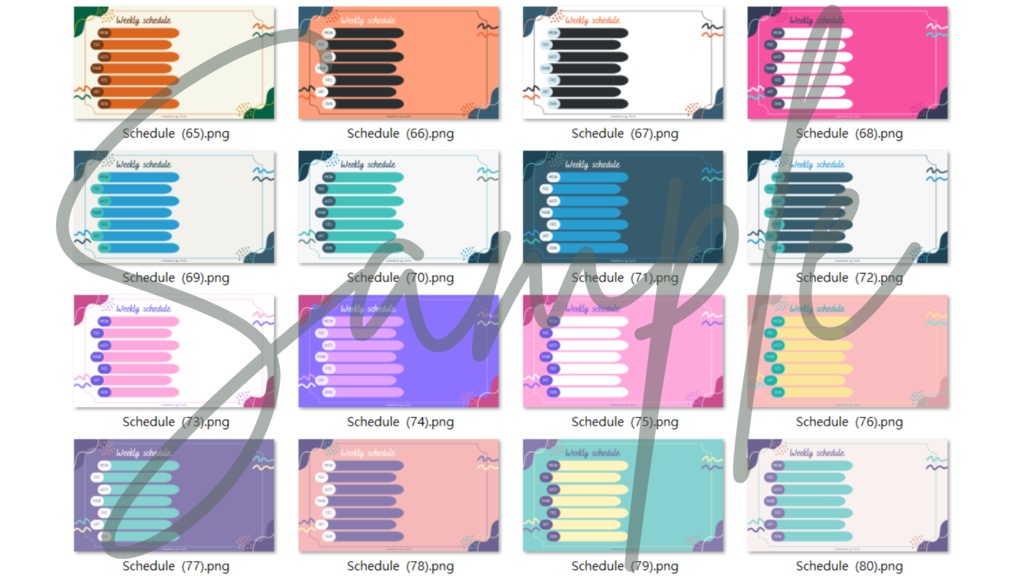 【FREE,無料,免費】stream schedule スケジュール 週間表 (108 colors included, 108色)