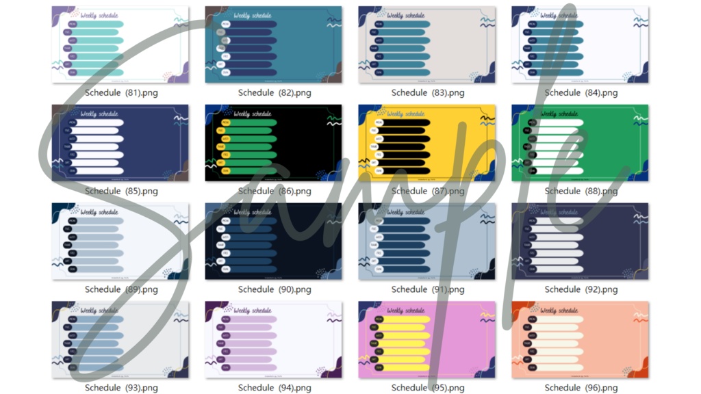 【FREE,無料,免費】stream schedule スケジュール 週間表 (108 colors included, 108色)