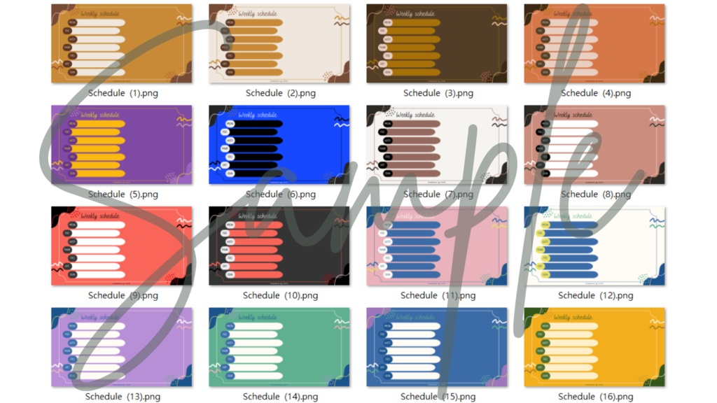 【FREE,無料,免費】stream schedule スケジュール 週間表 (108 colors included, 108色)