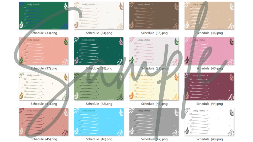 【FREE,無料,免費】stream schedule スケジュール 週間表 (95 colors included, 95色)