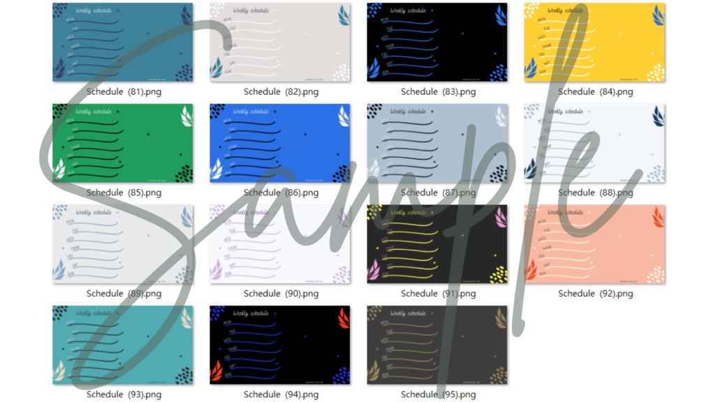 【FREE,無料,免費】stream schedule スケジュール 週間表 (95 colors included, 95色)