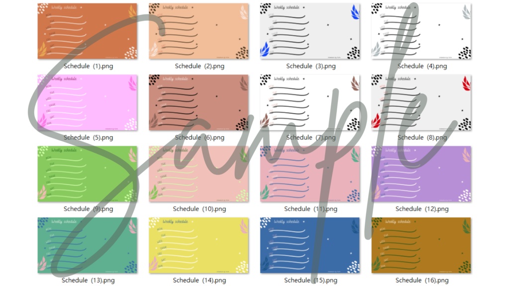 【FREE,無料,免費】stream schedule スケジュール 週間表 (95 colors included, 95色)