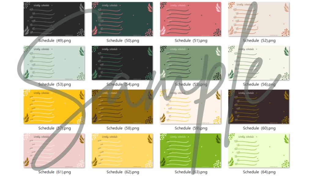 【FREE,無料,免費】stream schedule スケジュール 週間表 (95 colors included, 95色)