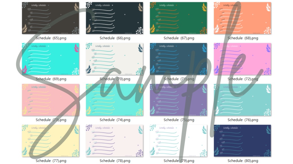 【FREE,無料,免費】stream schedule スケジュール 週間表 (95 colors included, 95色)