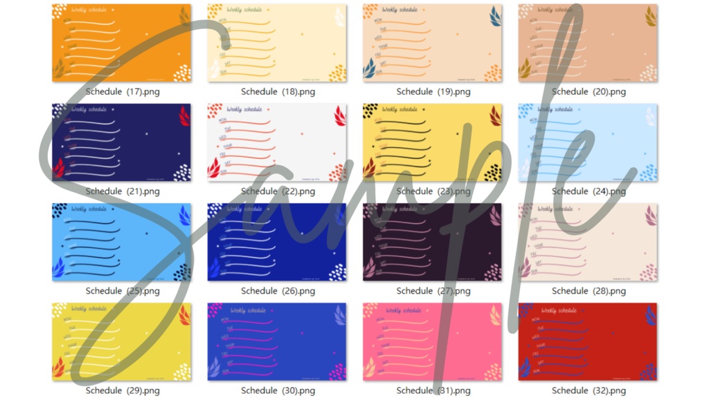 【FREE,無料,免費】stream schedule スケジュール 週間表 (95 colors included, 95色)