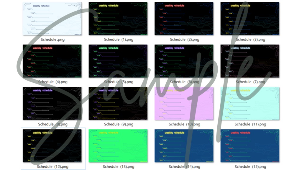 【FREE,無料,免費】stream schedule スケジュール 週間表 (95 colors included, 95色)