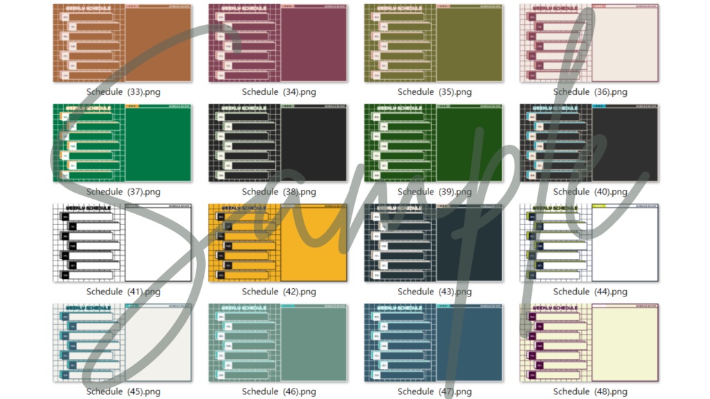 【FREE,無料,免費】stream schedule スケジュール 週間表 (67 colors included, 67色)