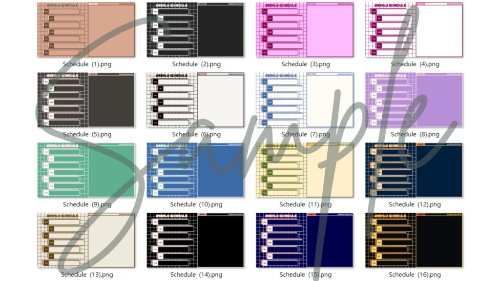 【FREE,無料,免費】stream schedule スケジュール 週間表 (67 colors included, 67色)