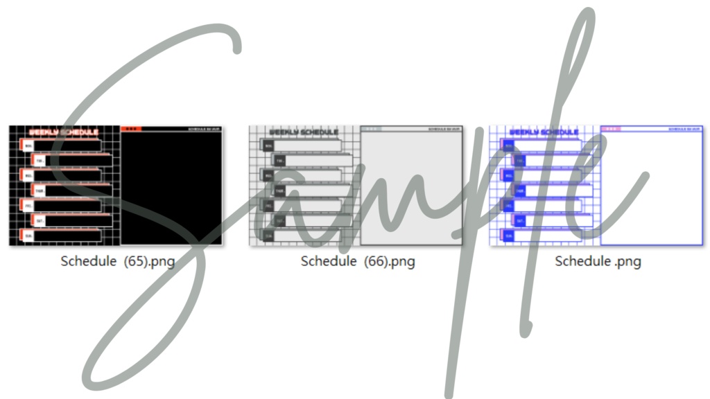 【FREE,無料,免費】stream schedule スケジュール 週間表 (67 colors included, 67色)