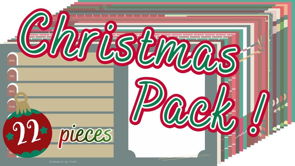 【FREE,無料,免費】 Christmas stream schedule クリスマス スケジュール 聖誕 週間表 (22 pieces included, 22個)