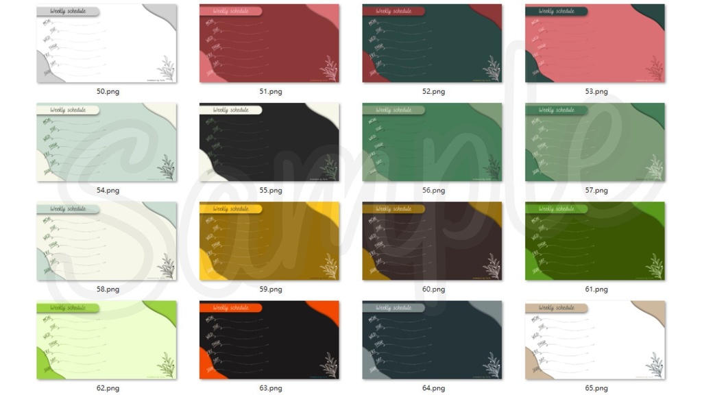 【FREE,無料,免費】stream schedule スケジュール 週間表 (105 colors included, 105色)