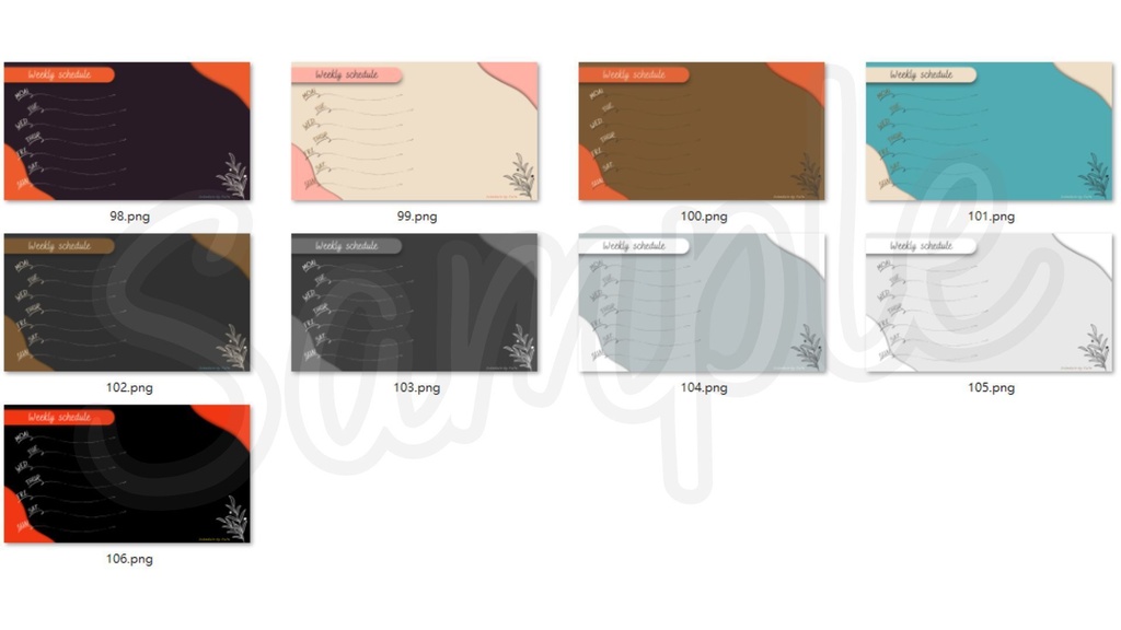 【FREE,無料,免費】stream schedule スケジュール 週間表 (105 colors included, 105色)