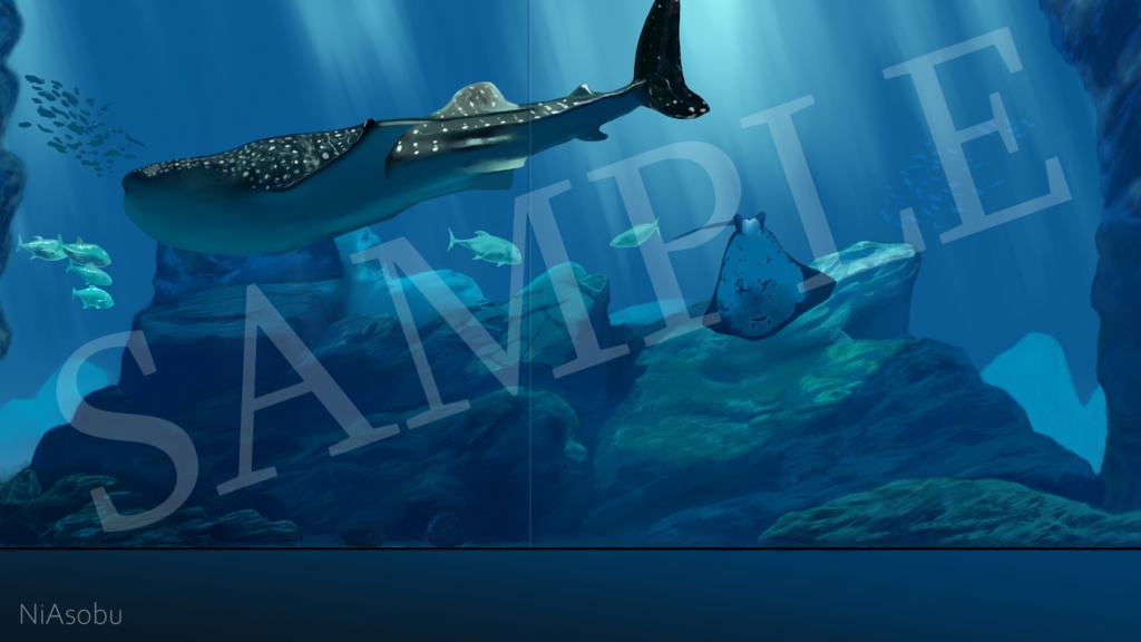 Background Aquarium - 水族館 背景イラスト