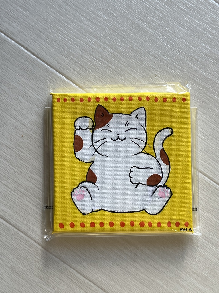 原画キャンパス10×10cm（招き猫）