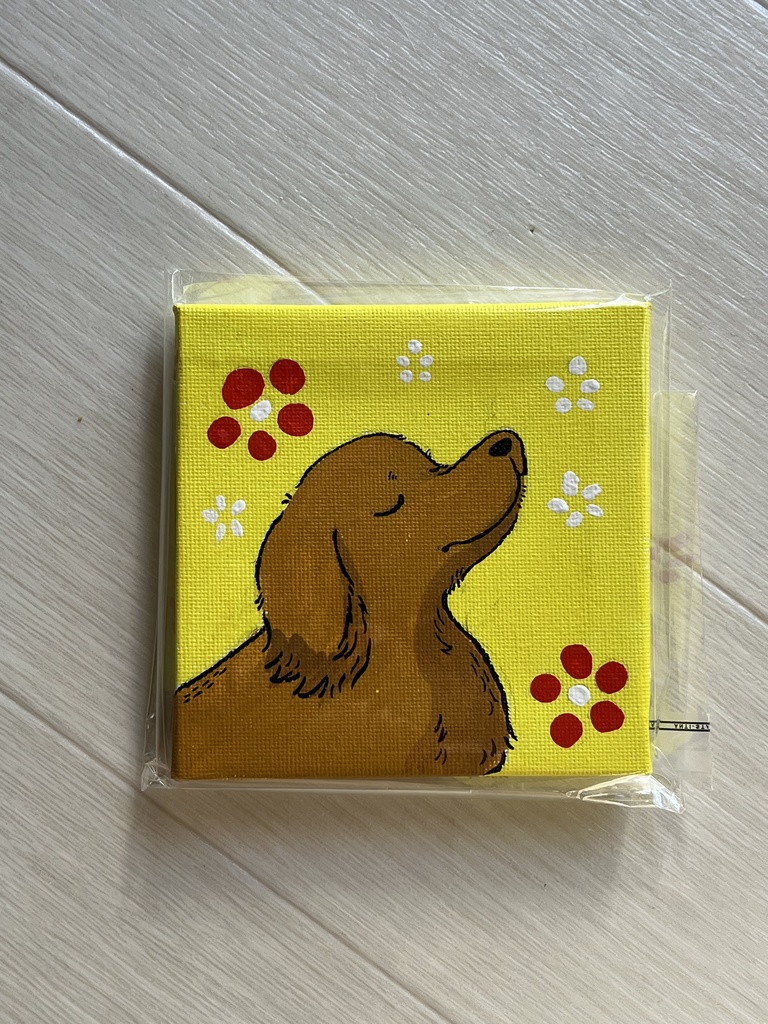 原画キャンバス10×10cm(ダックス)