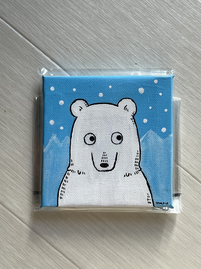 原画キャンバス10×10cm（しろくま）