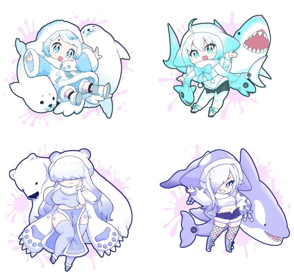 【創作】ふわふわあくありうむ　ステッカー