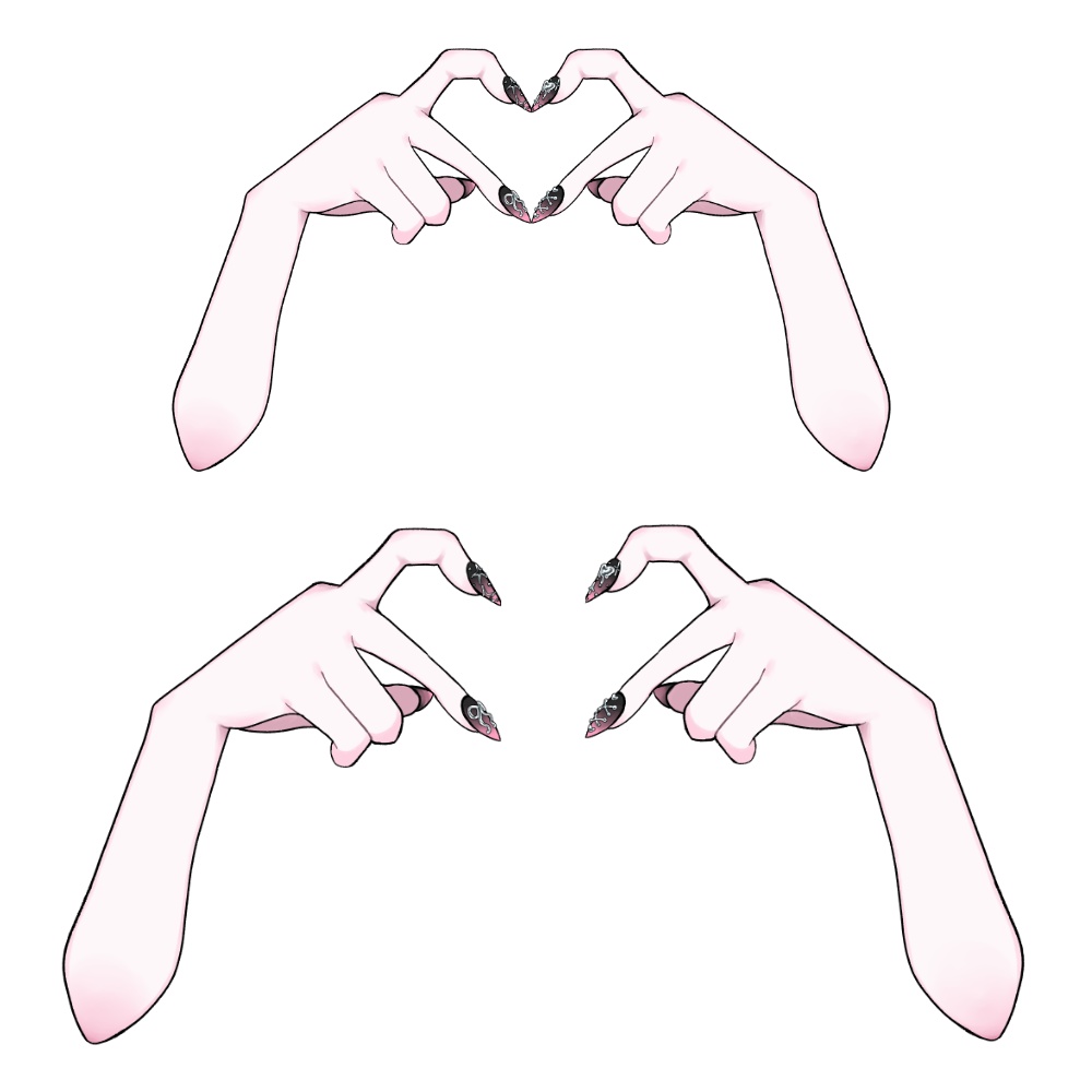 Y2K風ネイル×両手ハート手素材【Vtuber】