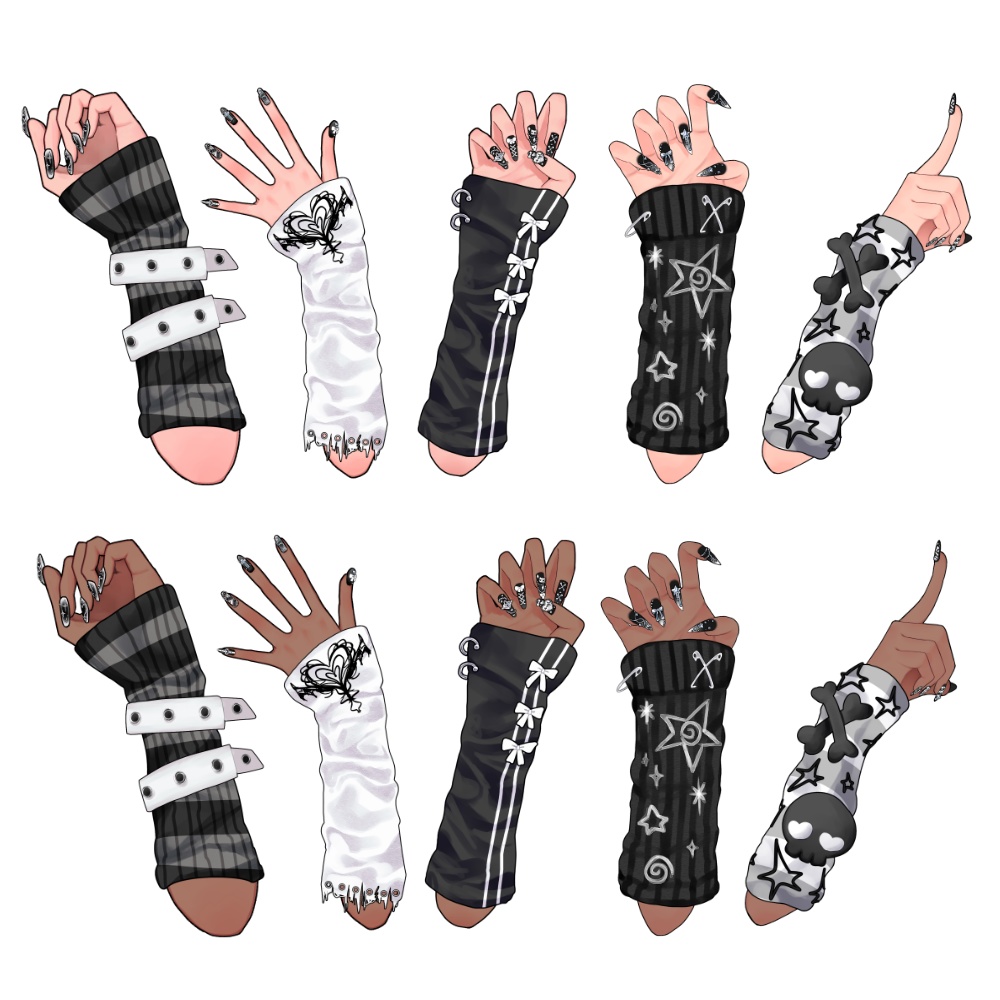 【24時間限定無料あり】ゴテゴテ黒ネイルおてて素材5種セット【Vtuber】