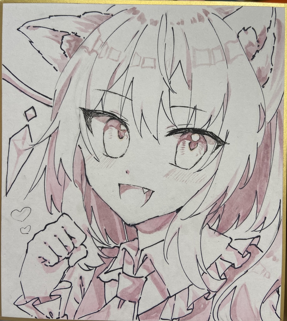 単色直筆色紙_猫耳フラン